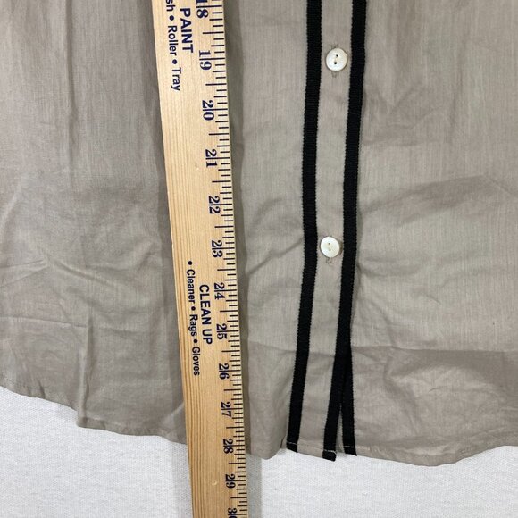 Gretchen Scott Gray Black 3/4 Sleeve Cotton Button Down XL Minimalist - Picture 5 of 12